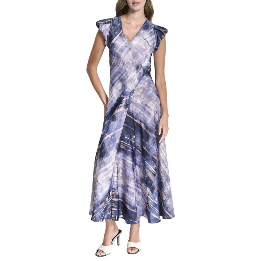 Dkny Womens  Puff Sleeve Satin Dress